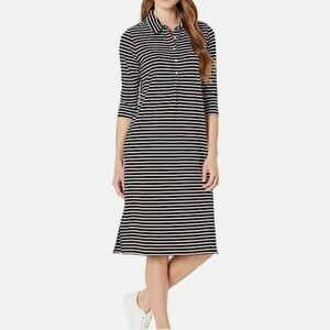Vineyard Vines Sankaty Midi Margo Shirtdress Sz M Black White Striped